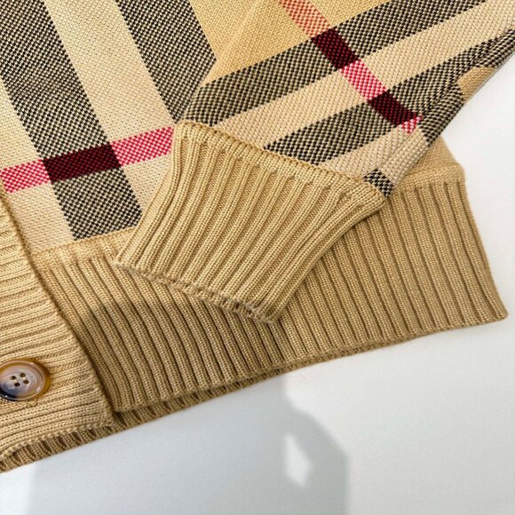 Burberry - Check Wool Cashmere Jacquard Cardigan - Picture 6 of 11